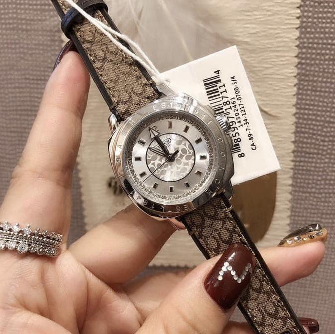 [ORIGINAL] JAM TANGAN COACH LEATHER SILVER / JAM TANGAN WANITA COACH