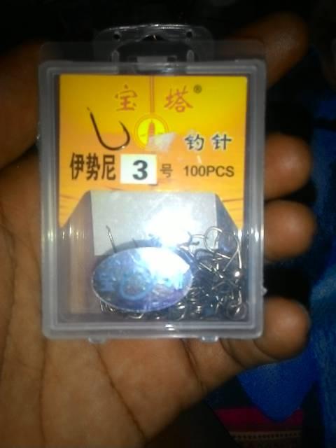 100 PCS Kail Pancing Bahan Garong / Assist Hook Merk PAGODA Kuning