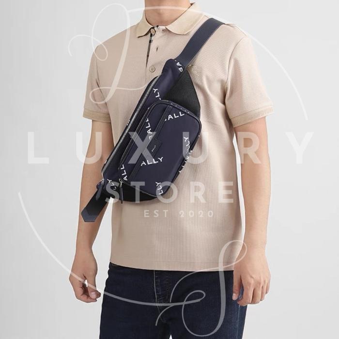 PRESTIGE STORE Waistbag Bally Logo Print Nylon Belt Bag Original Authentic