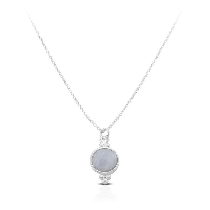 Kalung Perak Blue Agate -Blue Agate Silver Necklace