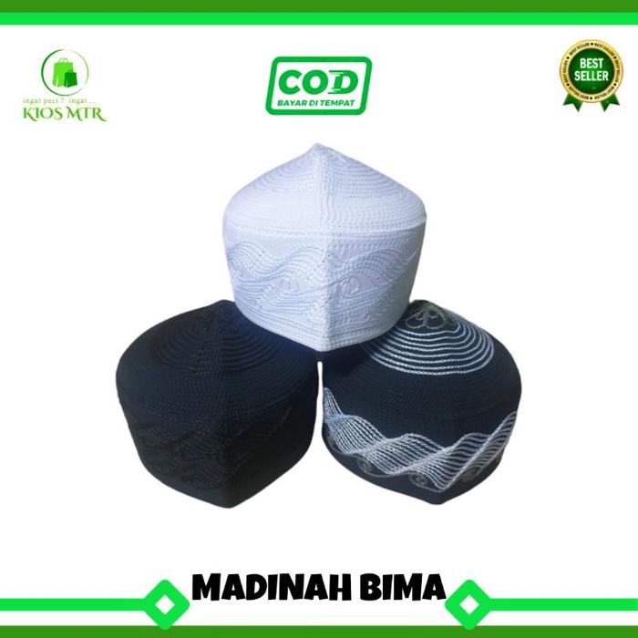 Peci Haji MADINAH BIMA Murah, Kopiah Madinah Bima Bordir, Songkok Bordir Madinah Bima, Peci Madinah 
