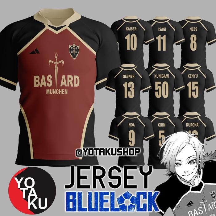 ORIGINAL Jersey Anime Cosplay Blue Lock Kaiser Bastard Munchen Isagi Yoichi Ukuran XS-L