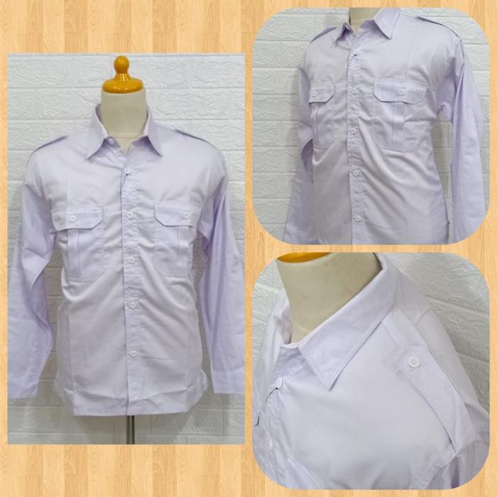 Enzino Kameja Pdh Pdl Pns Putih Hitam Pria Lengan Panjang Baju Kerja Kantor Outdoor Bahan Katun Dril