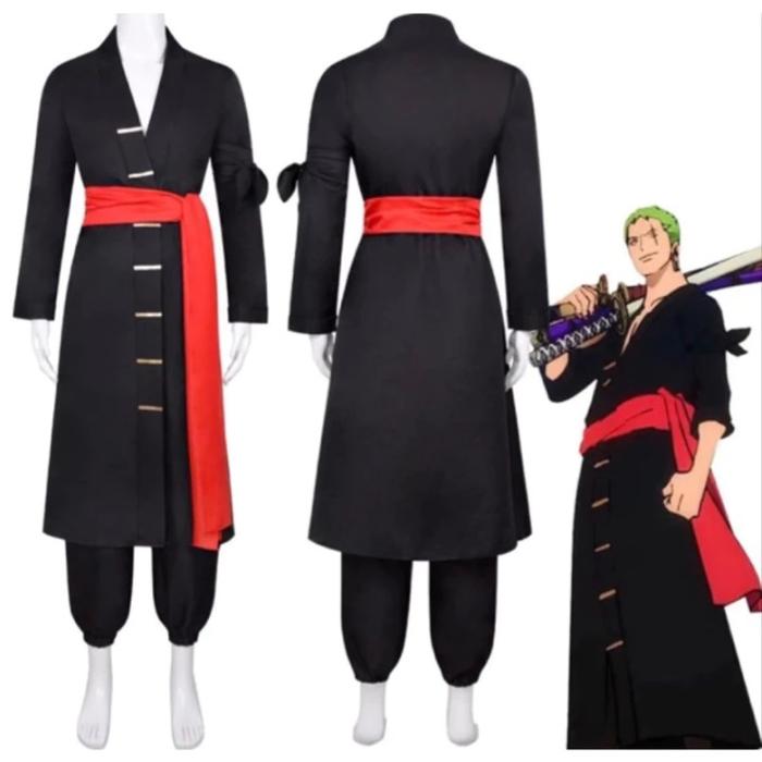 ORIGINAL Kostum One Piece Roronoa Zoro Cosplay Costume Zoro Wano costume Black kimono
