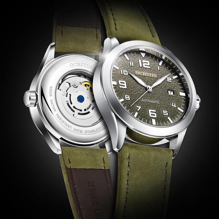 Jam Tangan Pria OCHSTIN Man Mechanical Pilot Wrist Watches Luxury Self Wind Leather Mechanic Male Cl