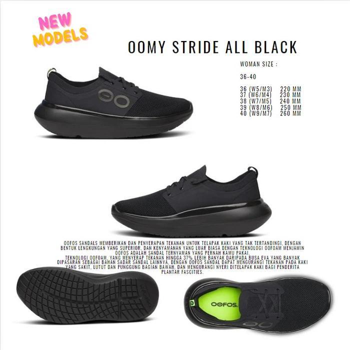 JAMIN MURAH !!! Oofos OOMY STRIDE ALL BLACK