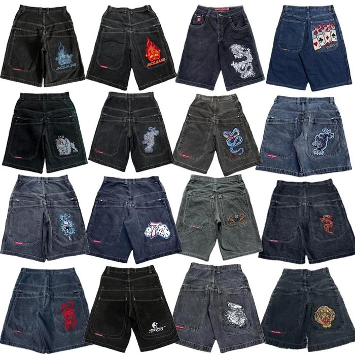 JNCO baggy Denim Shorts Harajuku Y2K jeans Hip Hop vintage patter