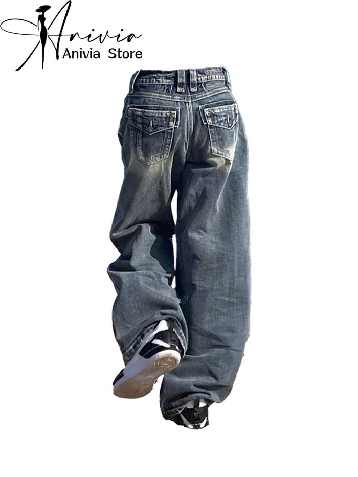 Women Y2k Jeans Harajuku Denim Trousers 90s Aesthetic Streetwear