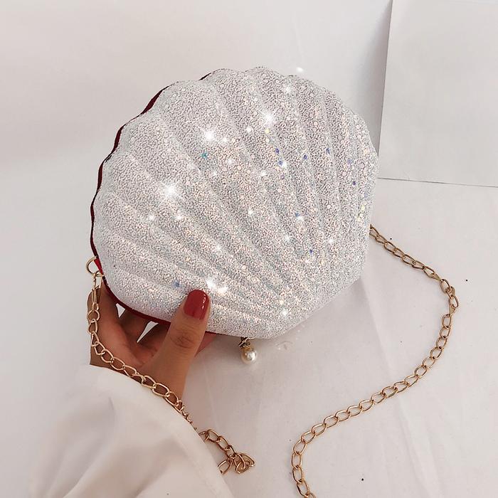 Women Shoulder Handbags Shell Bag Chain Cute Sequins Small Bag Ph