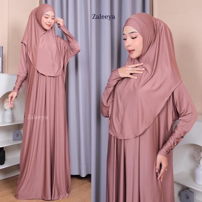 Muslim_id. - Mecca Abaya Set Hijab Gamis Syari Terbaru Bahan Jersey Premium Umroh Abaya Hitam Daily 