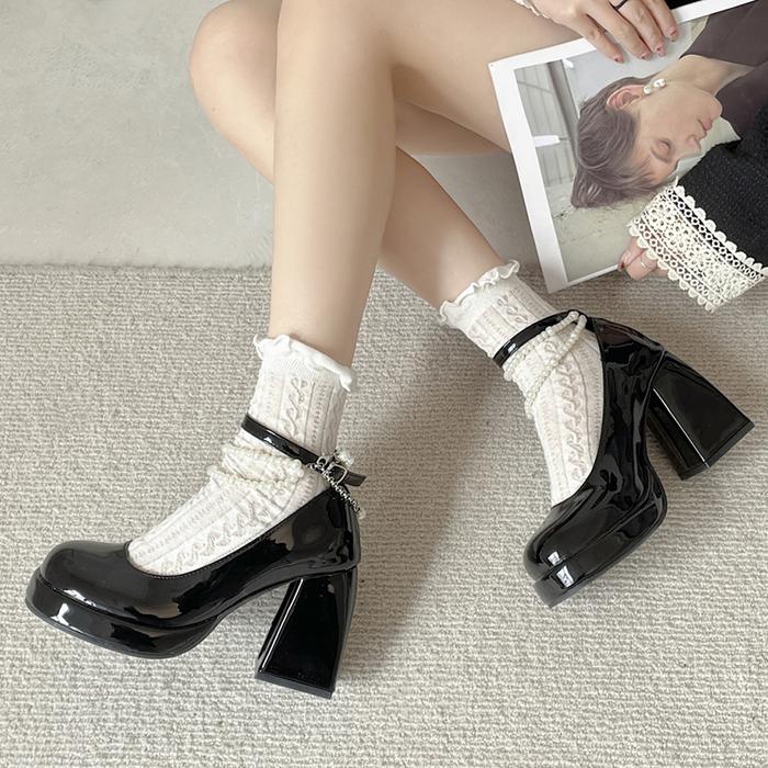 Super High Heels Mary Jane Shoes for Women 2023 Patent Leather Pl