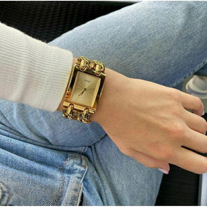 BEST JAM TANGAN GUESS PERAK EMAS MOD GLINK LUXURY UKURAN M