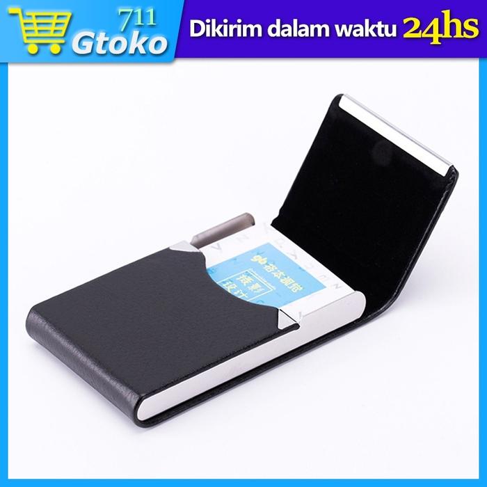 Kotak Kartu Nama Kulit Name Card Credit Holder Magnet Flip Kotak Tempat Bungkus Rokok Leather Elegan