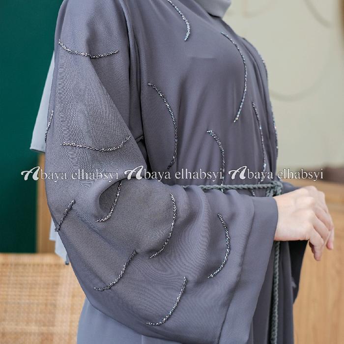 Muslim_id. - Abaya Elhabsyi Fursan Dubai 1103 Hijau Lembut Muslim Wanita Turki Maxi Dress Hitam Umro