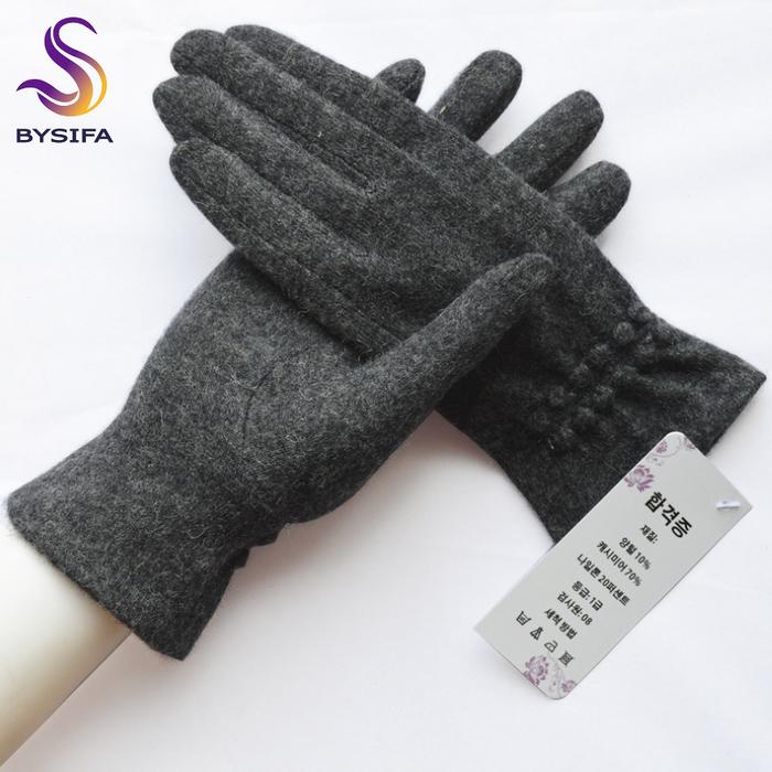 [BYSIFA] Winter Cashmere Wool Gloves Women New Soft Elegant Mittens Gloves Top Grade Thick Warm Touc