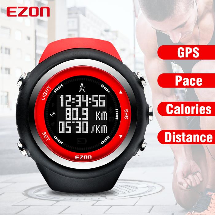 Jam Tangan Pria EZON T031 GPS Digital Sports Running Watch With Speed/Pace/Distance Calorie Burning 
