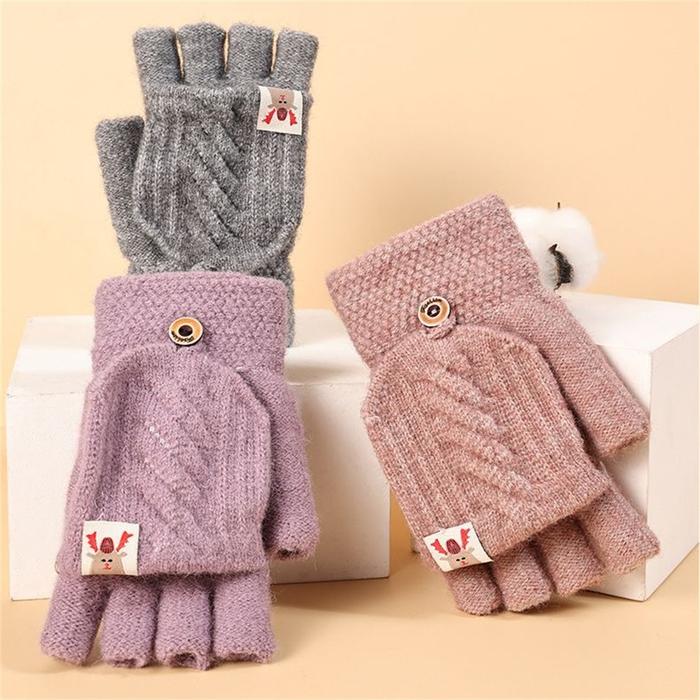 Gloves Half Finger Durable Womens Winter Gloves Winter Gloves Trend Flip-top Gloves Warm Fashionable