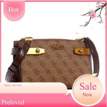 GUESS ZADIE LOGO ELITE X BODY BROWN SLING BAG ORIGINAL NEW