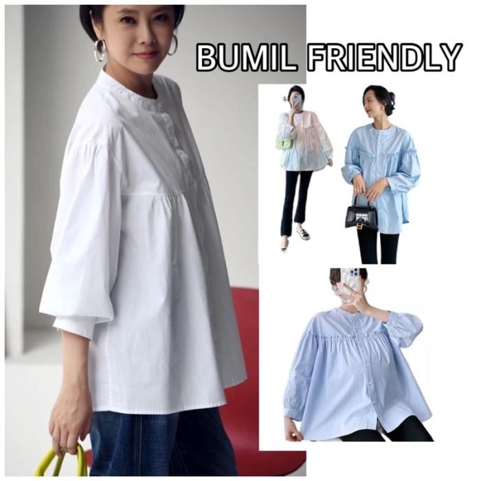 RUFFLE KATUN POPLIN SHIRT - BLOUSE CASUAL BUMIL BUSUI FRIENDLY 8056