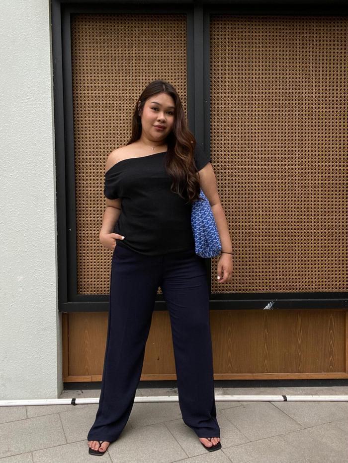 VOYA - PAMELA ONE SHOULDER RIB TOP - BLOUSE JUMBO - BIGSIZE