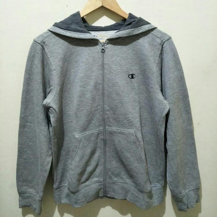 jaket zipper hoodie champion original abu2 cowo second