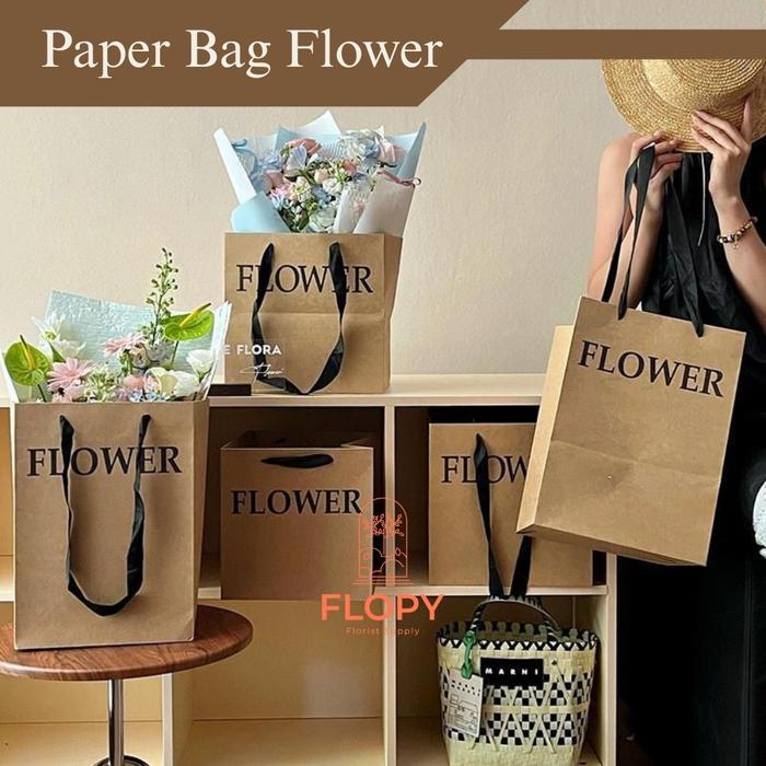 Paper Bag Flower Cokelat / Paper Bag Kraft / Paper Bag Bunga
