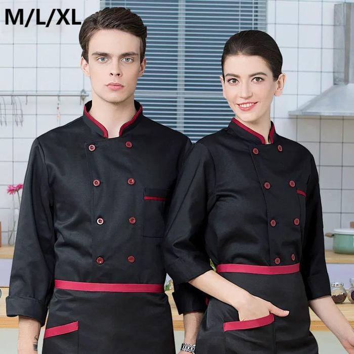 Baju Koki Chef Unisex Baju Kitchen Chef Pria Baju Chef Indonesia Chef Jaket Hitam Seragam Chef Baju 