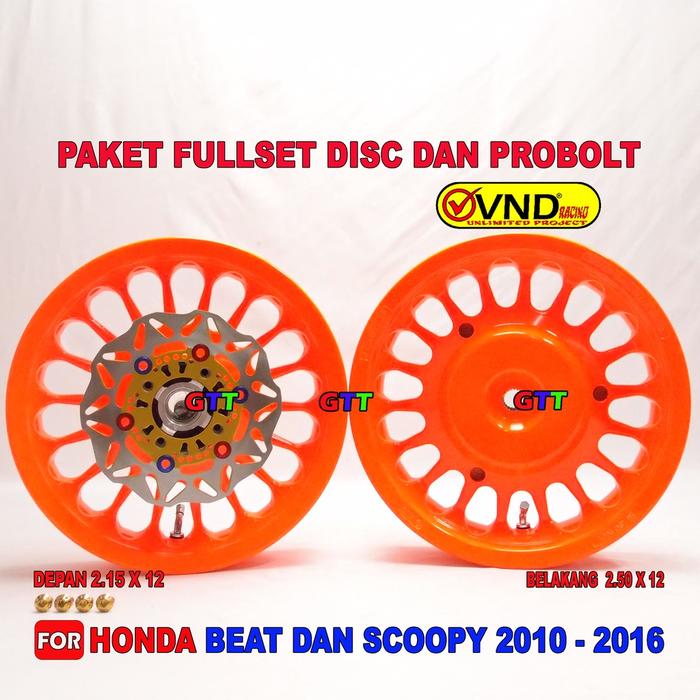 VELG RACING VND ROULLETE RING 12 HONDA BEAT, SCOOPY 2010-2016, VARIO 110, SPACY, GENIO.