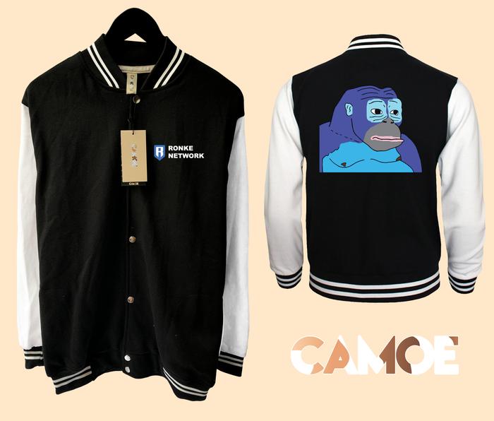 Jaket Baseball Varsity NFT Ronke Ronin Network Blue Monke