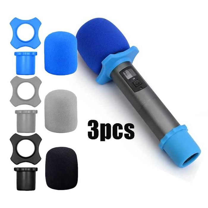 Kit Lengkap Pelindung Mic Karaoke Busa Sponge Ring Karet Anti Slip Cocok Untuk Mikrofon Wireless Kab