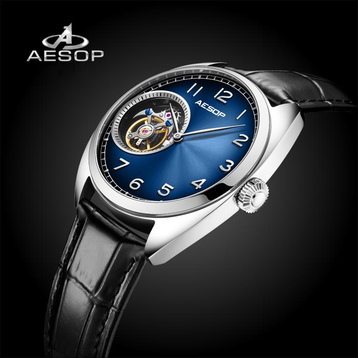 Jam Tangan AESOP Real Tourbillon Watch For Men Mechanical Watches Limited Edition Luxury Manual Wind