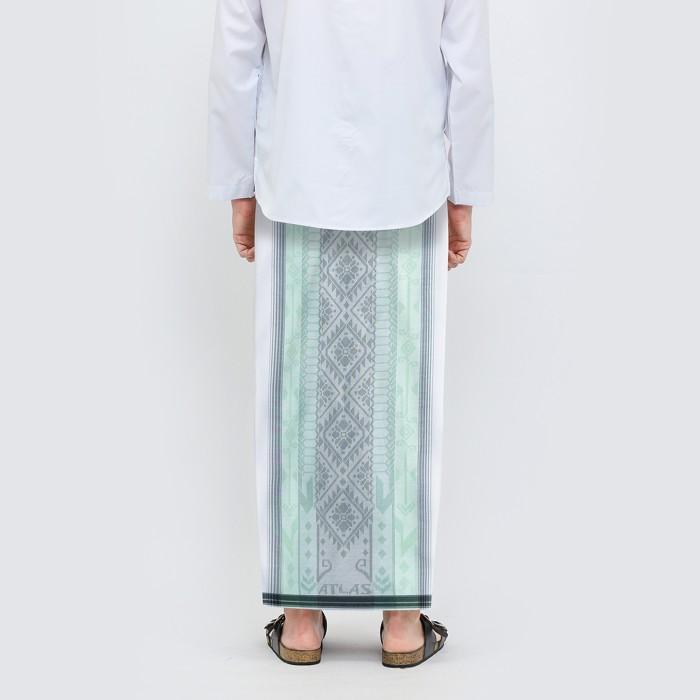 Sarung ATLAS Idaman 590 Jacquard Classic Motif A5-JPA Putih Hijau