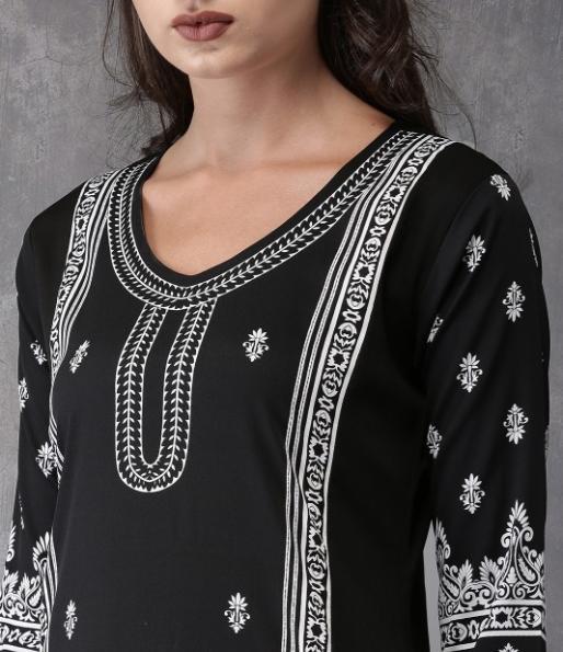 Laqueens kurta india kurti hitam black midi dress atasan wanita remaja tunik