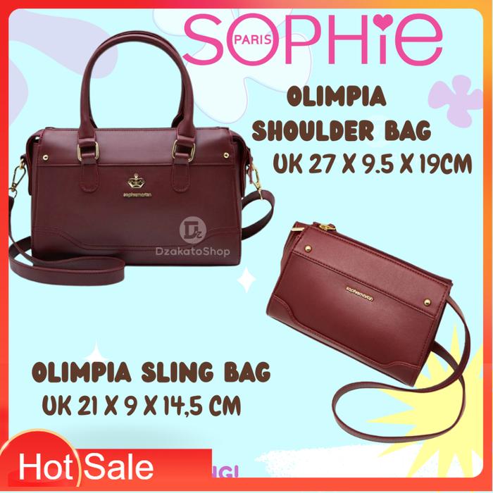 Sophie Martin Paris Tas Jinjing Selempang Olimpia Shoulder Sling Merah Maroon Premium Eksclusive Bag