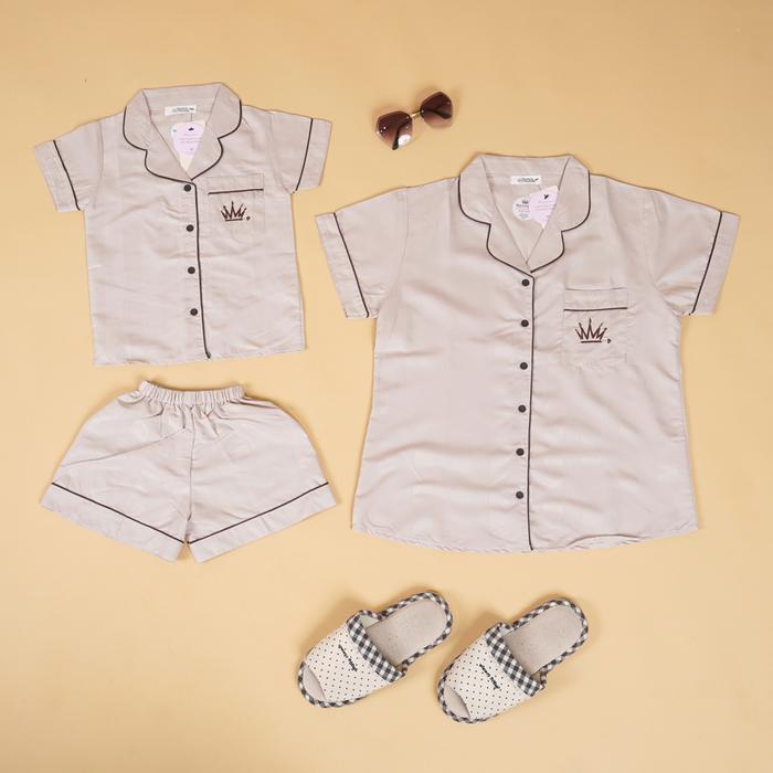 Nyonya Piyama Poly Bamboo Family Set (Fennel Herb) Baju Panjang Pendek Setelan Dress Polos nita Coup