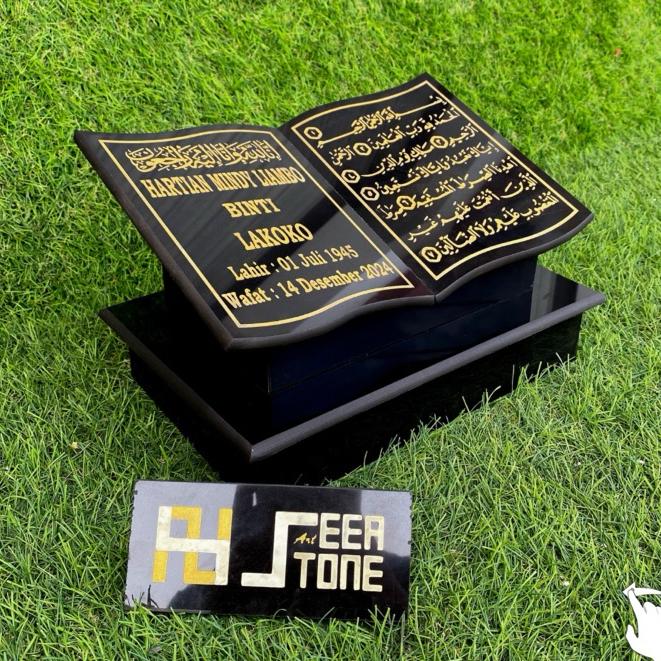 Batu Nisan Makam Kuburan Model Buku Dudukan FULL GRANIT TILE 30*20 + Packing Kayu