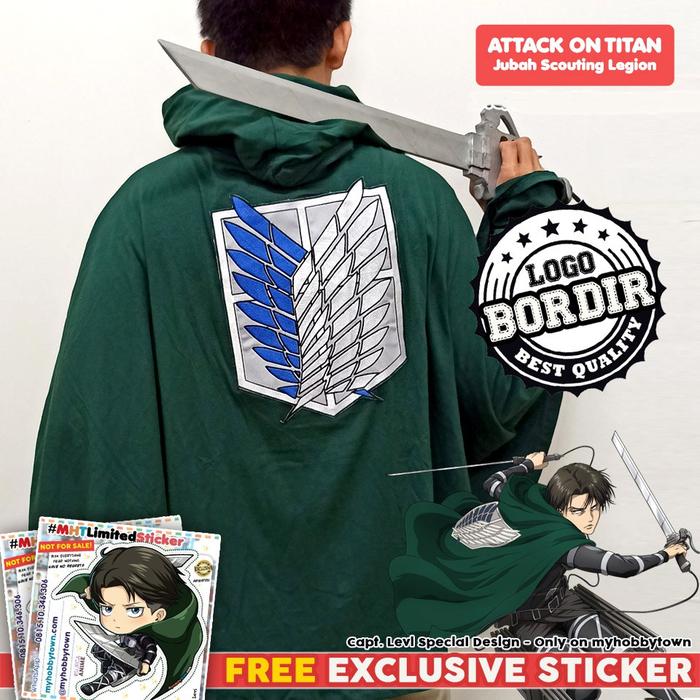 ORIGINAL Jubah Attack On Titan AOT Shingeki no Kyojin SNK Scouting Legion Survey Corp Military Premi