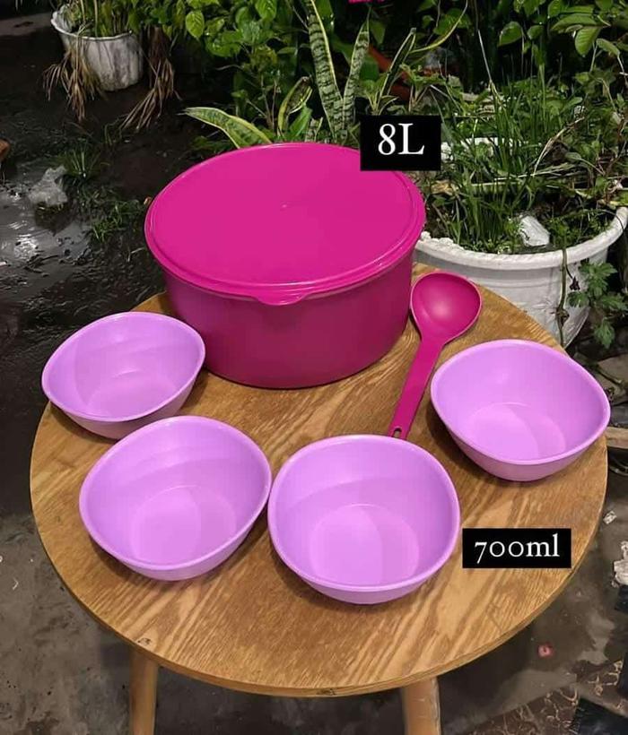 Tupperware Carry All Canister 8L with Ladle Gratis Legacy Bowl 700ml 4 pcs,, Bowl Besar