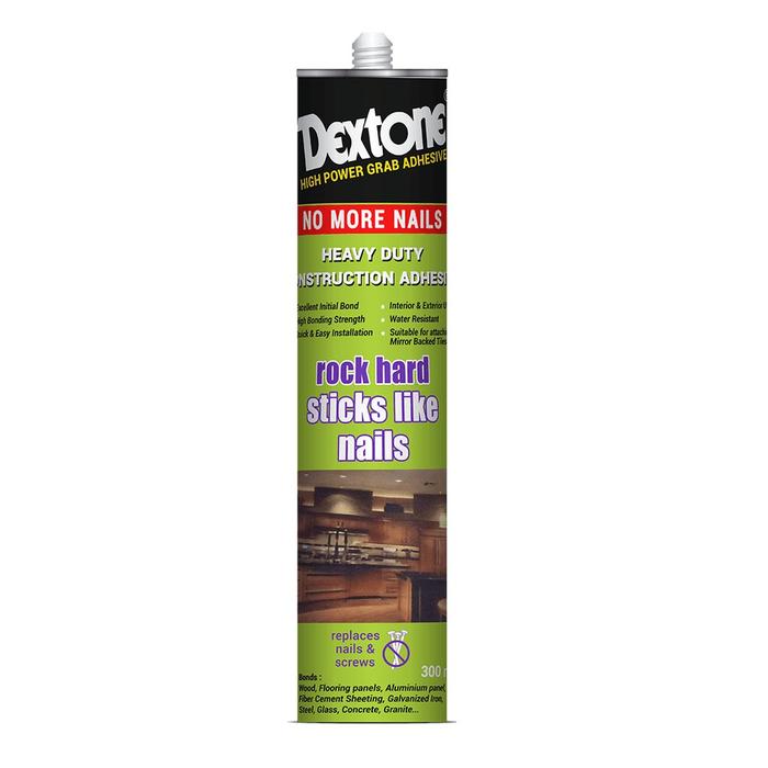 BEST LEM KACA KAYU ALUM KERAMIK BATU METAL NO MORE NAILS 300ML DEXTONE HEAVY DUTY KONSTRUKSI / CONST
