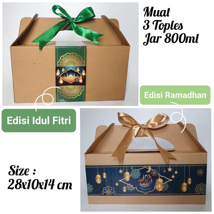 Dus Hampers Cookies Lebaran Muat Toples Jar 800ml 24x10x14 cm Edisi Ramadhan Lebaran Idul Fitri Eid 