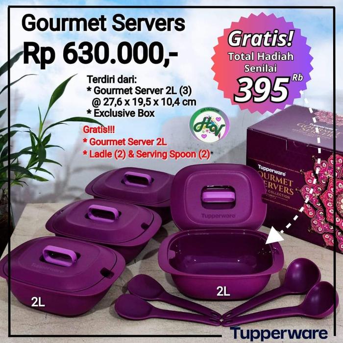 Tupperware gourment servers 2 liter set wadah saji set