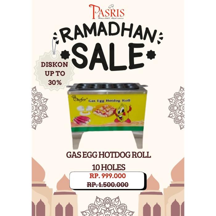 BEST PROMO RAMADHAN SALES MESIN SOSTEL 10 LUBANG GASS EGG HOTDOG ROLL