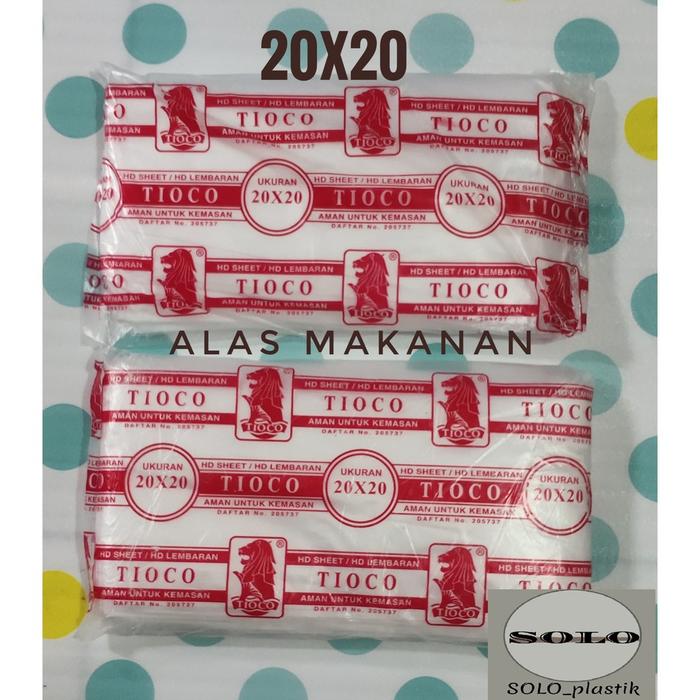 plastik lembar alas makanan tioco UK 20X20 alas bubur mi ayam- plastik alas kue streofoam