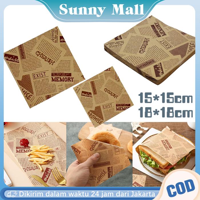 100pcs/set Kemasan Sandwich 18cmx18cm Kemasan Roti Sandwich Wrap Roti Sandwich Bag Box Sandwich