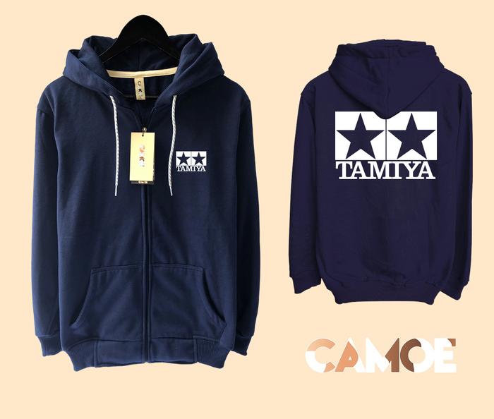 Jaket Hoodie Zipper Tamiya Mini 4WD Logo Japan White