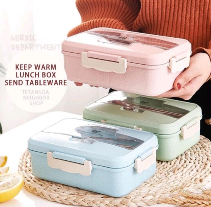 Box Tempat Makan Set/Lunch Box Gandum/Kotak Makan/Kotak Makan Jerami/Kotak Bekal Makan Murah