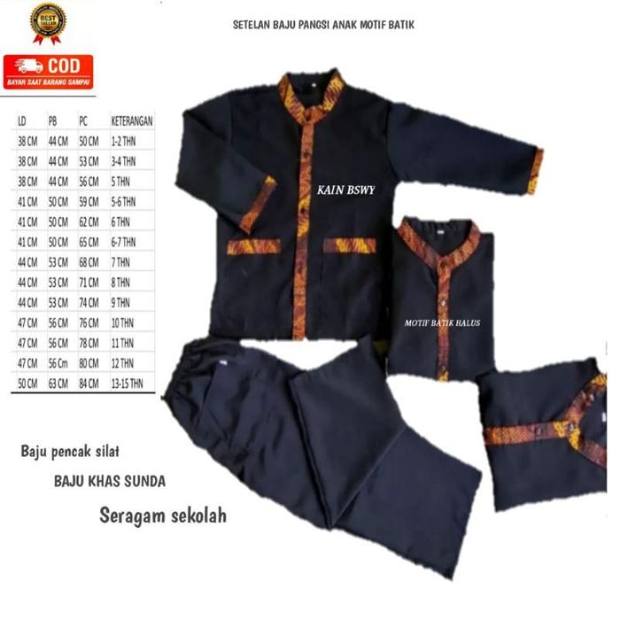 (TERMURAH) Baju Pangsi setelan Anak Batik Polos (tanpa ikat kepala) BAJU PANGSI KAMPRET dan Seragam 