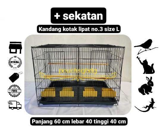 KANDANG BESI SEKAT TEBAL KOTAK LIPAT HEWAN PELIHARAAN BURUNG SUGAR GLIDER KUCING KELINCI MUSANG ANJI