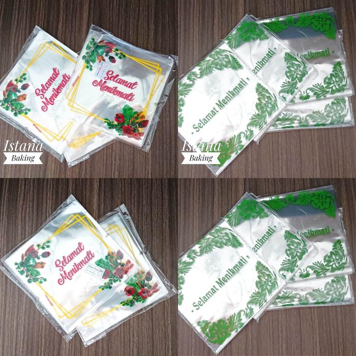 Plastik Selamat Menikmati Penutup Nasi Kotak Ukuran 18x18