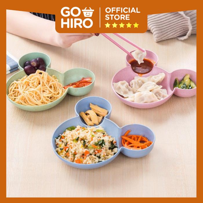 Piring Anak Karakter Mickey Mouse Set Kotak Bekal Makan Makan Free Sendok Garpu / Piring Plastik